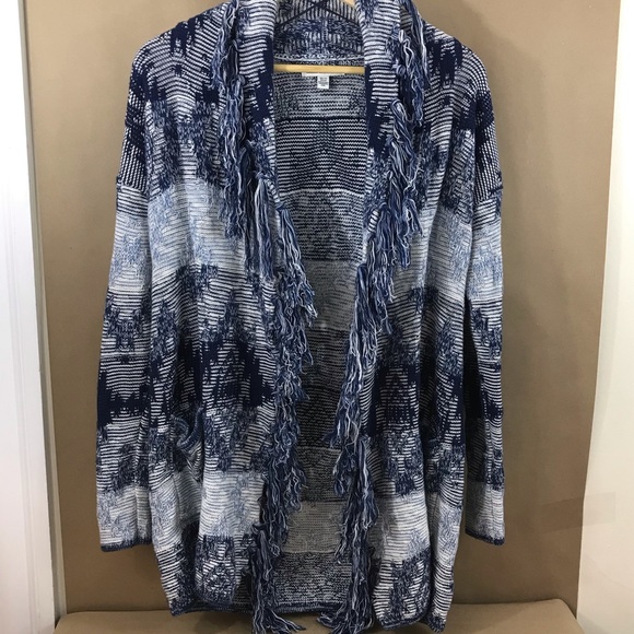 American Eagle Aztec tribal fringed open cardigan - Picture 2 of 8